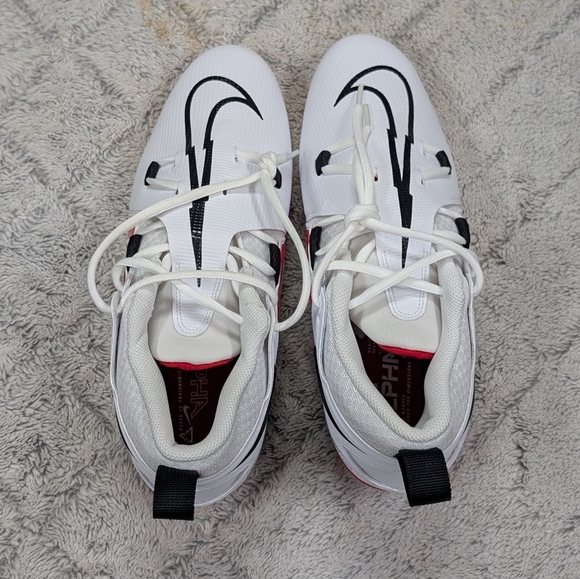 Nike Alpha Menace Elite 3 Pro Football Cleats White Red Mens 10.5 CT6649-103 New